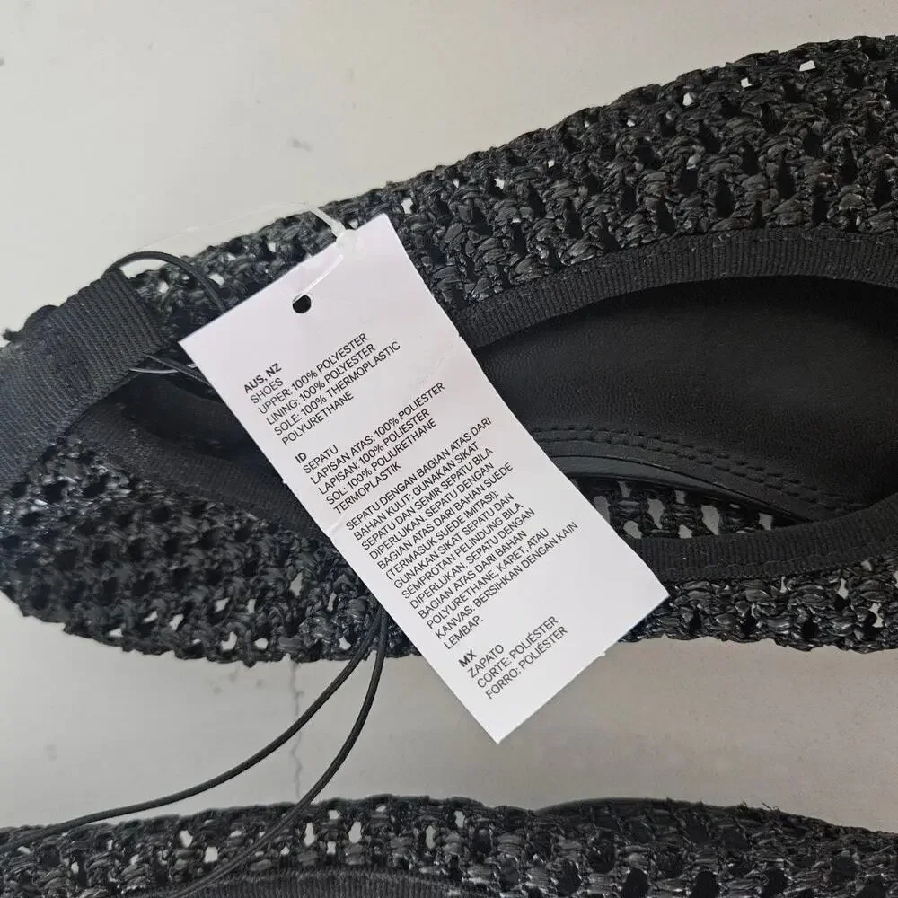 NWT H&M Braided Flats Black Woven Ballet Flats EU 38 US 7